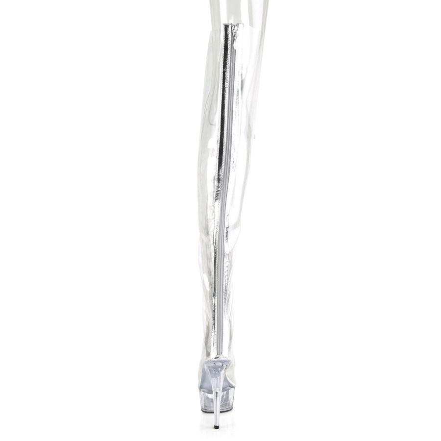 Women's Pleaser Delight-3026 Thigh High Boots Silver | 581SJIUAO