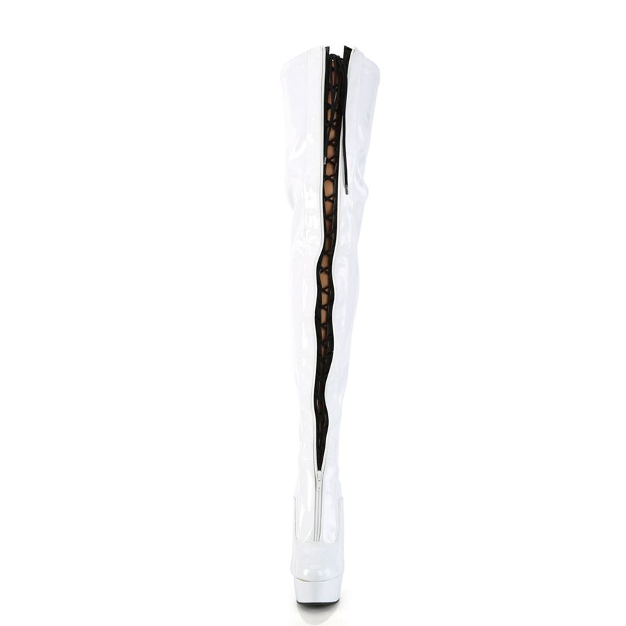 Women's Pleaser Delight-3027 Thigh High Boots White | 631HYBRNV