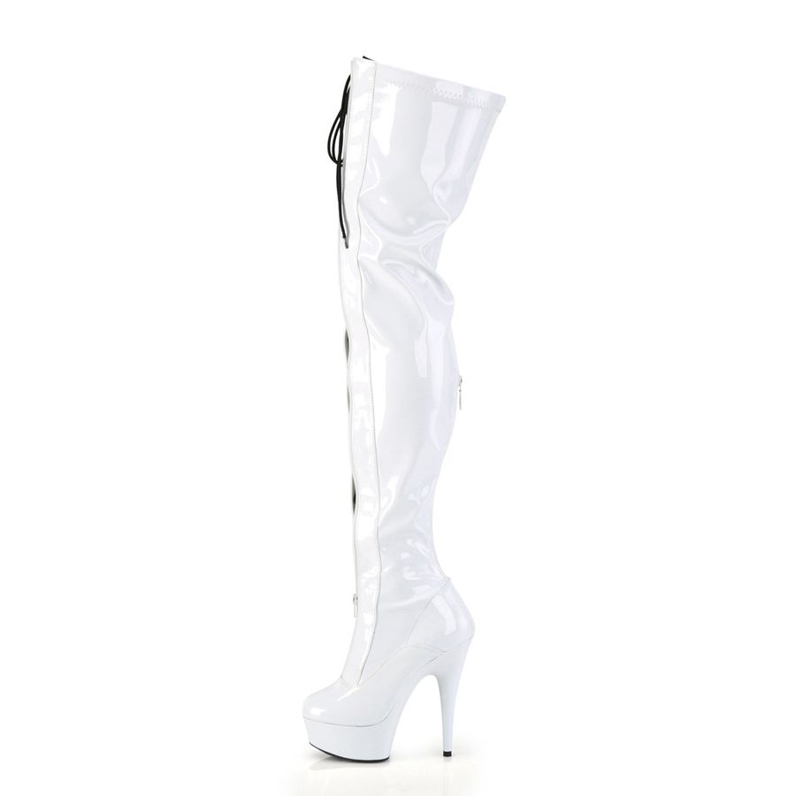 Women's Pleaser Delight-3027 Thigh High Boots White | 631HYBRNV