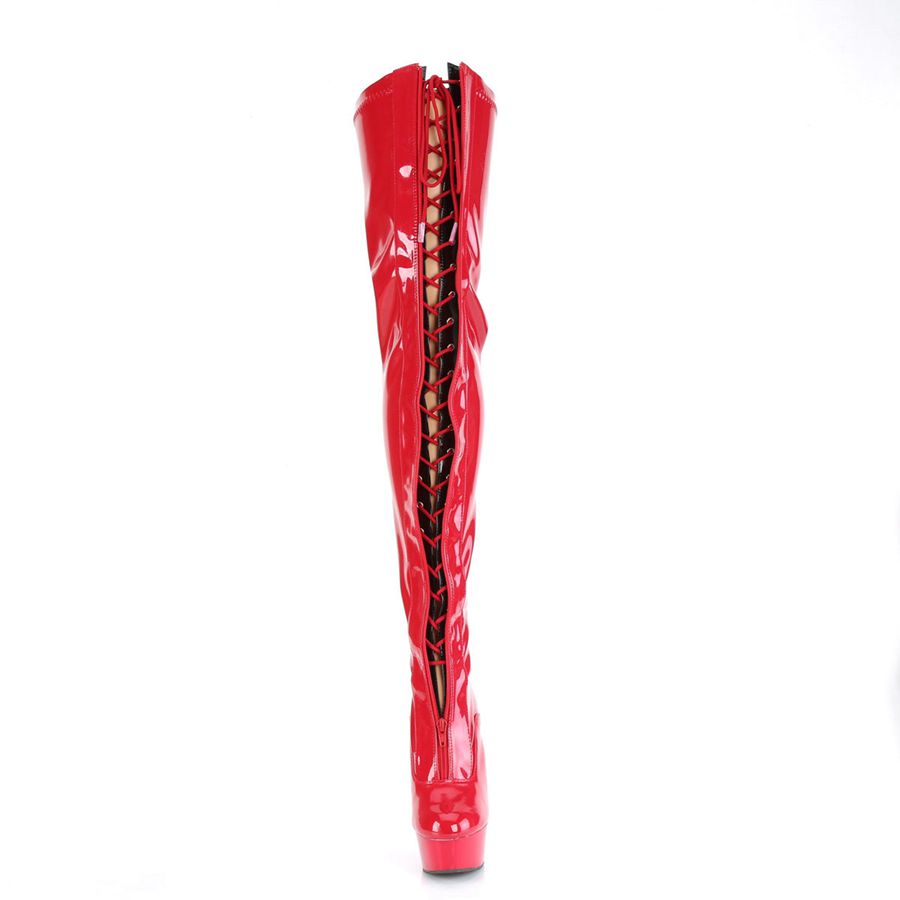 Women's Pleaser Delight-3027 Thigh High Boots Red | 958TACHIG