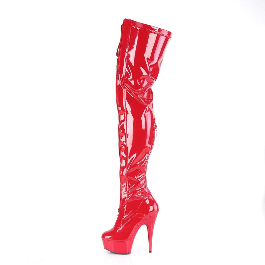 Women's Pleaser Delight-3027 Thigh High Boots Red | 958TACHIG