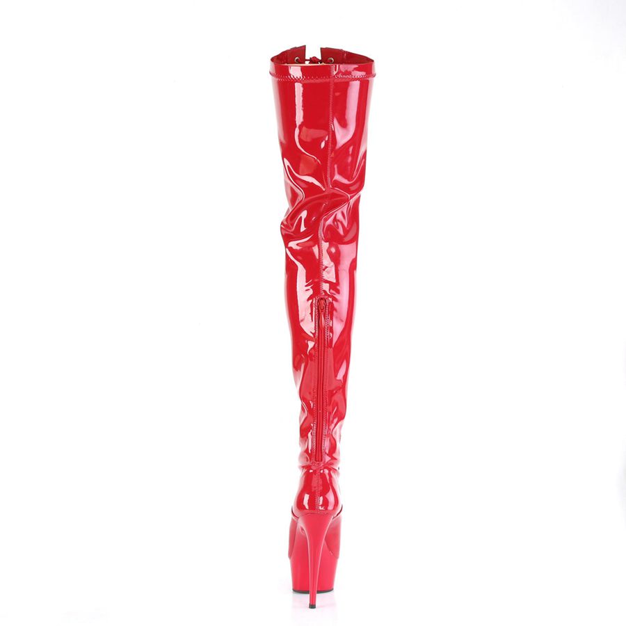 Women's Pleaser Delight-3027 Thigh High Boots Red | 958TACHIG