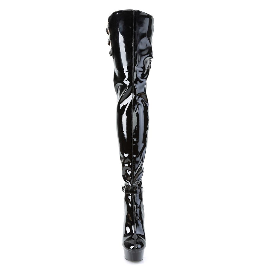 Women's Pleaser Delight-3055 Thigh High Boots Black | 648GOZWSI