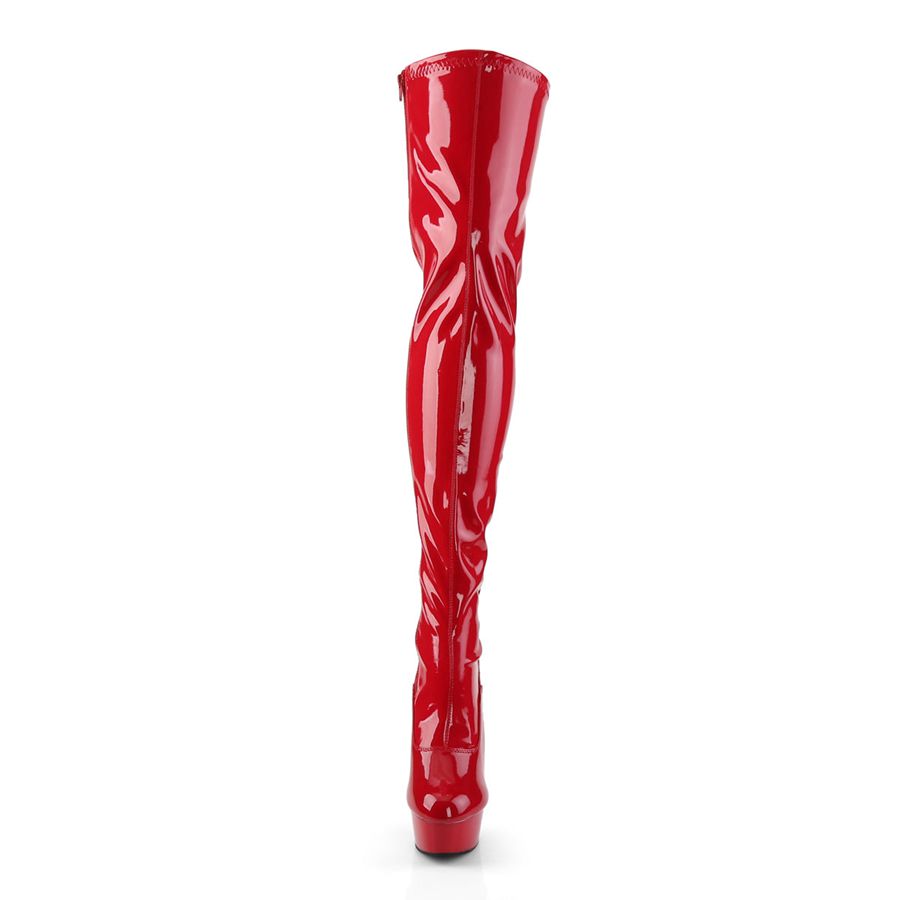 Women's Pleaser Delight-3063 Thigh High Boots Red | 406ODTSVL