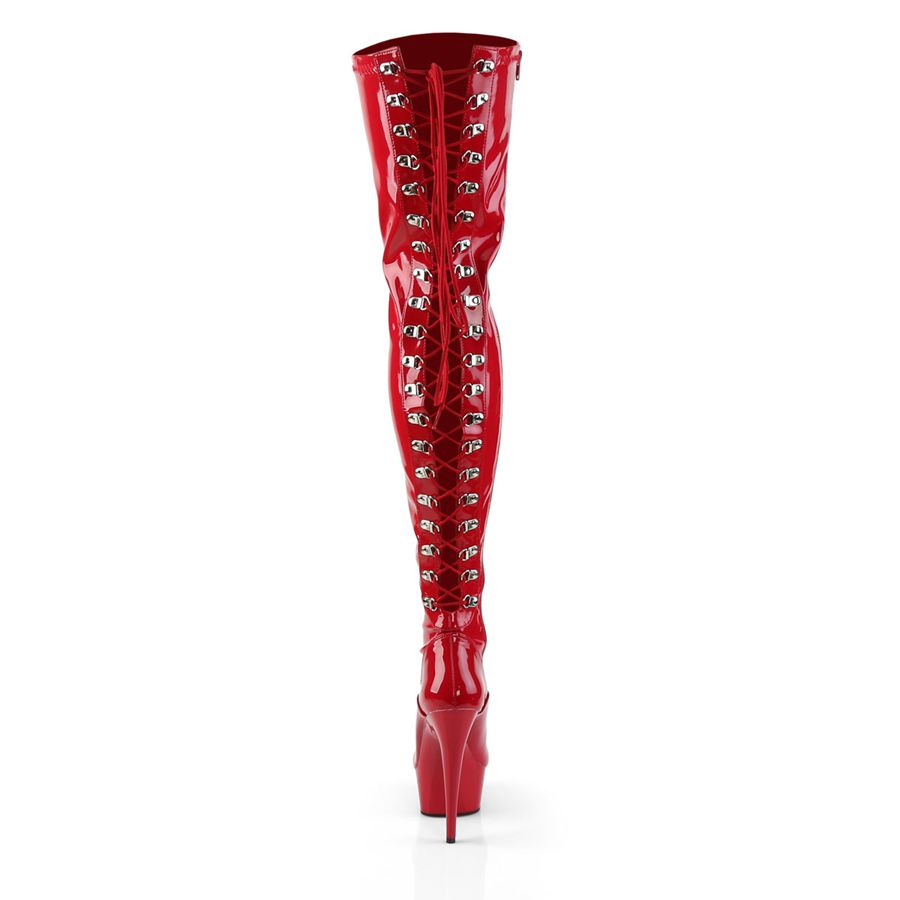 Women's Pleaser Delight-3063 Thigh High Boots Red | 406ODTSVL