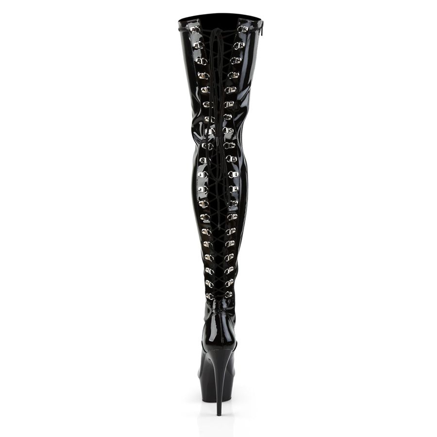 Women's Pleaser Delight-3063 Thigh High Boots Black | 428YECZIG