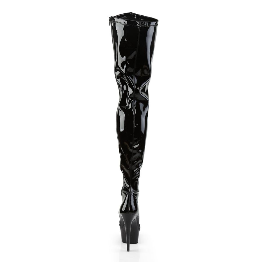 Women's Pleaser Delight-4000 Thigh High Boots Black | 593PUDNGT