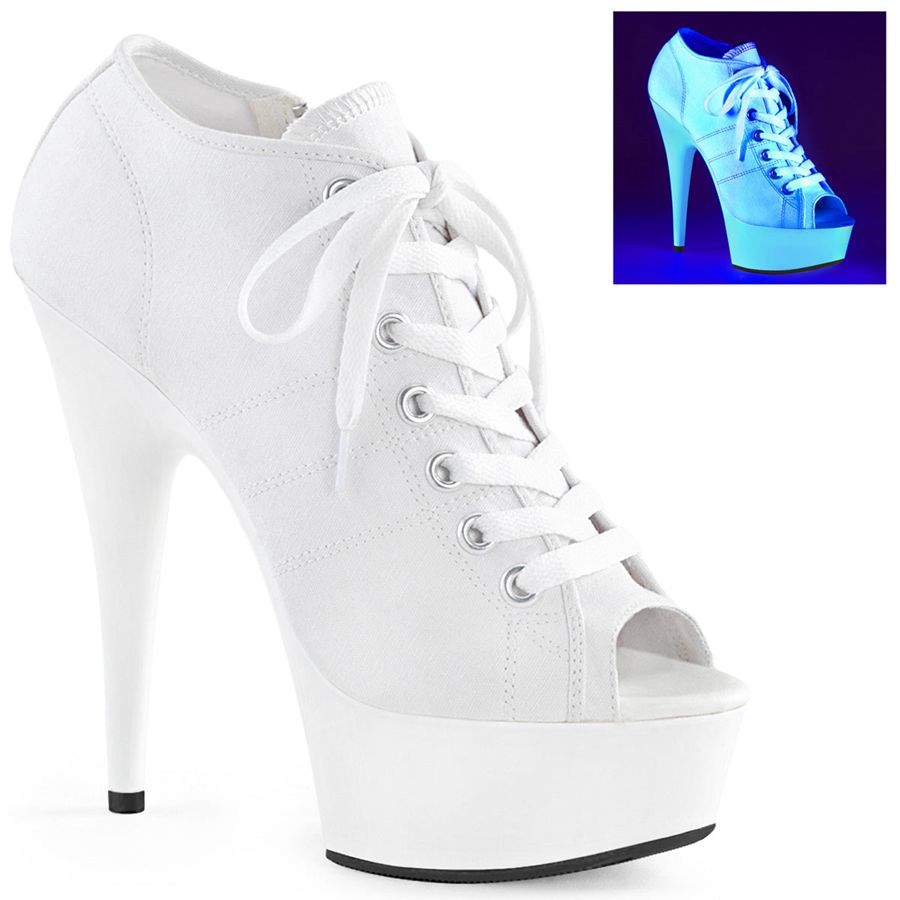 Women\'s Pleaser Delight-600SK-01 Ankle Boots White | 695ZDOWEL