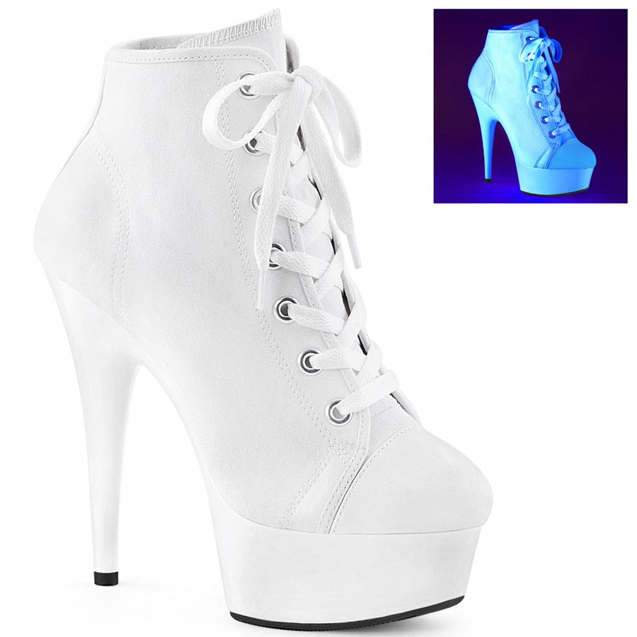 Women\'s Pleaser Delight-600SK-02 Ankle Boots White | 093DNFUEV