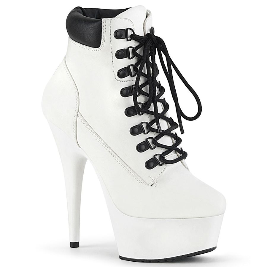 Women\'s Pleaser Delight-600TL-02 Ankle Boots White | 592VDPXMR