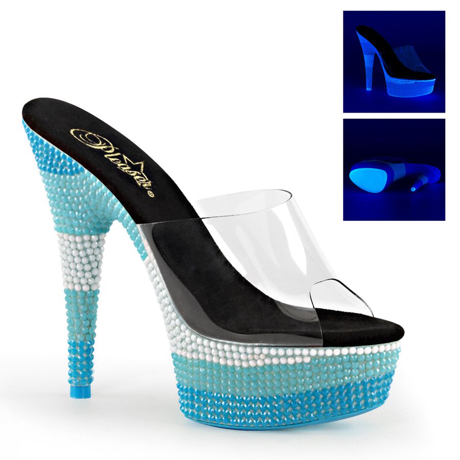 Women\'s Pleaser Delight-601UVS Platform Sandals Blue | 678NKCLET