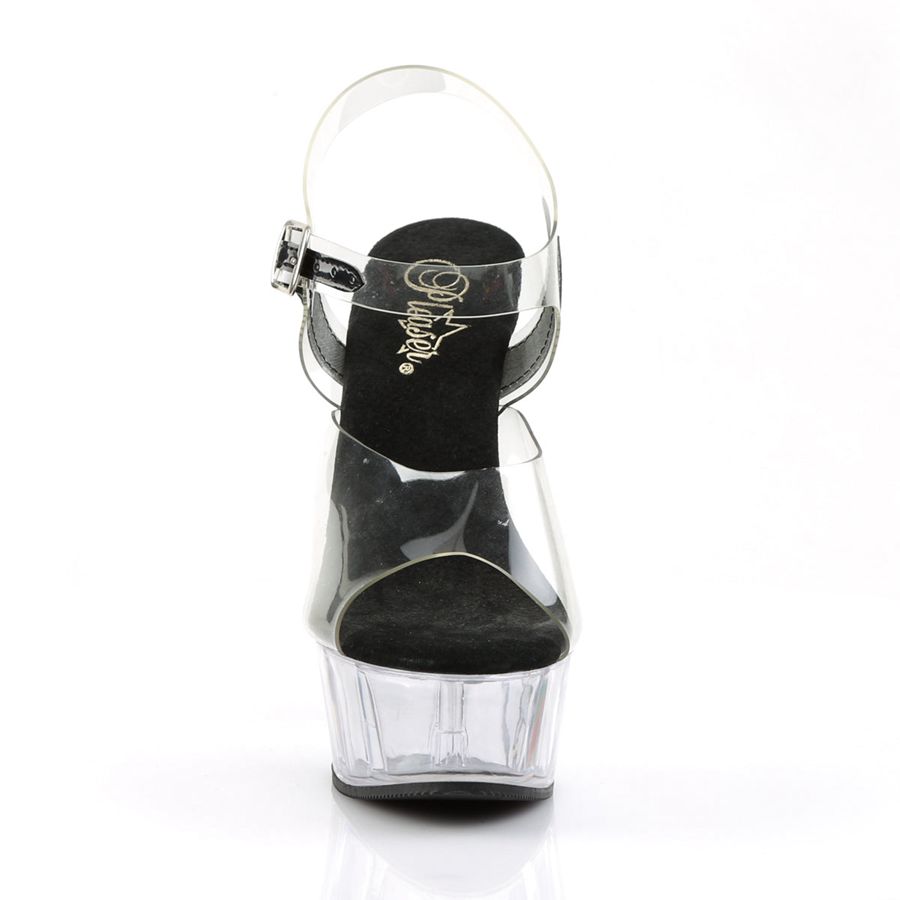 Women's Pleaser Delight-608 Ankle Strap Sandals Clear | 958OIMJHR