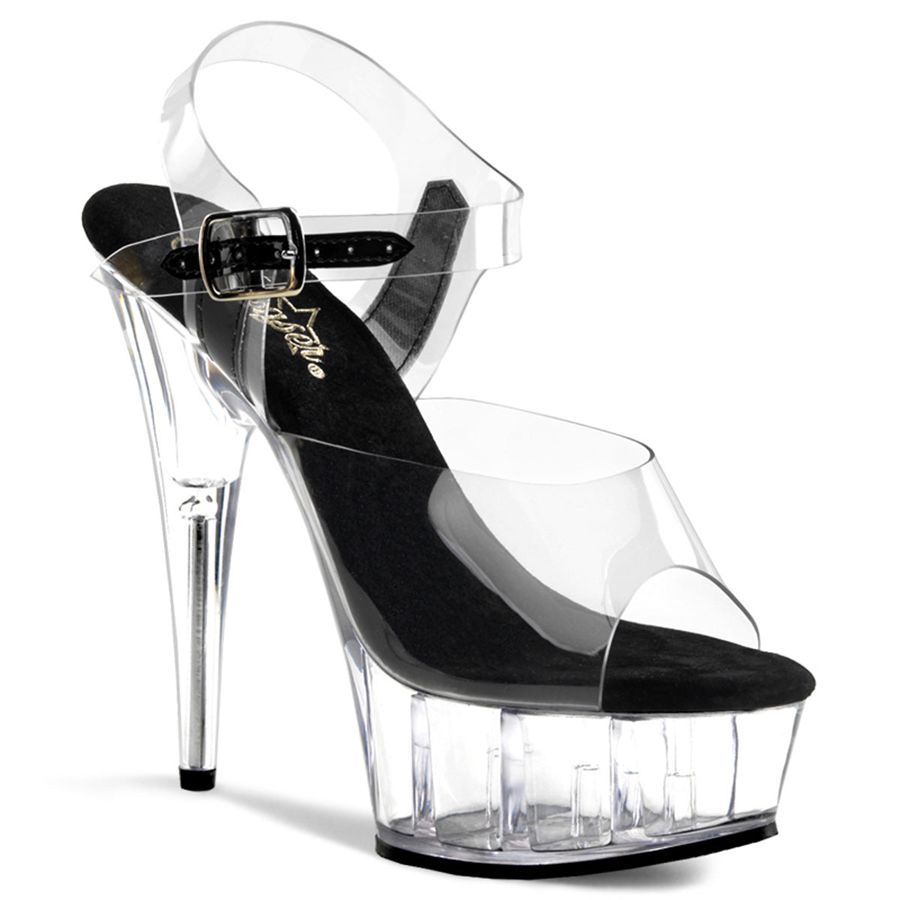 Women\'s Pleaser Delight-608 Ankle Strap Sandals Clear | 958OIMJHR