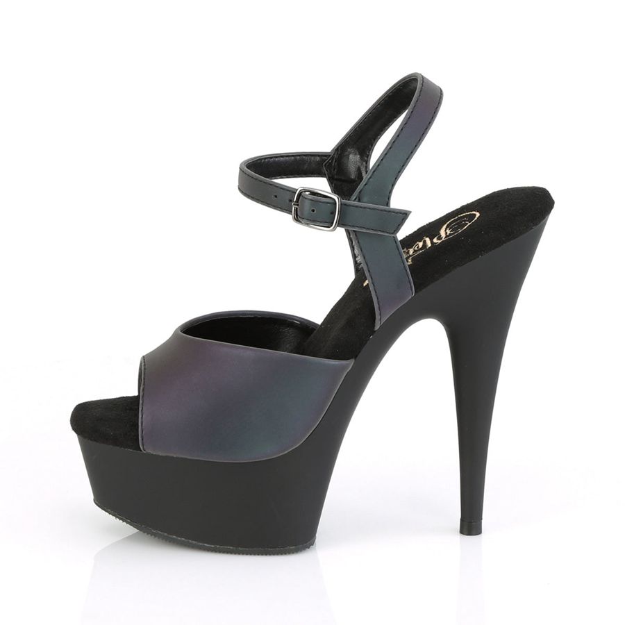 Women's Pleaser Delight-609REFL Ankle Strap Sandals Black | 059JEAHPM