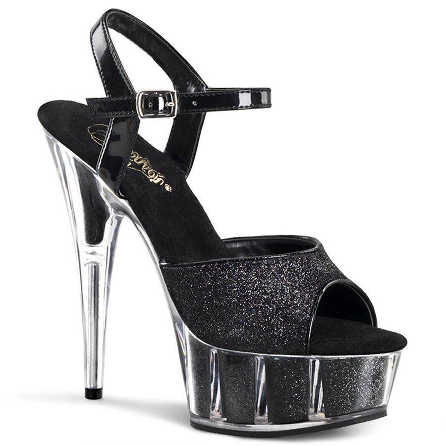 Women\'s Pleaser Delight-609-5G Ankle Strap Sandals Black | 539VWIGBE