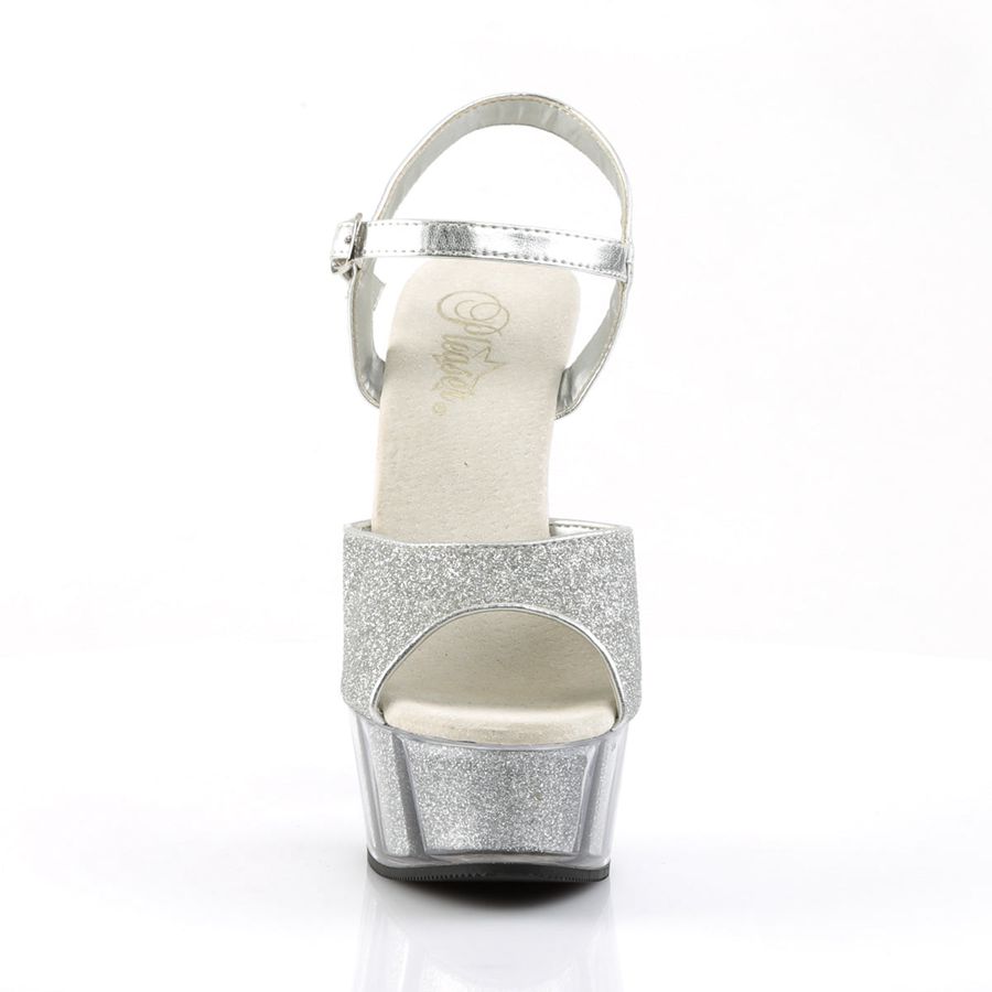 Women's Pleaser Delight-609-5G Ankle Strap Sandals Silver | 801GFQDTA