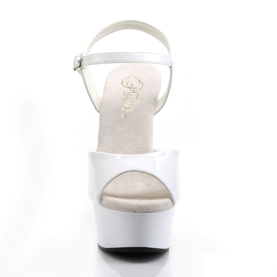 Women's Pleaser Delight-609 Ankle Strap Sandals White | 470JGTPEI