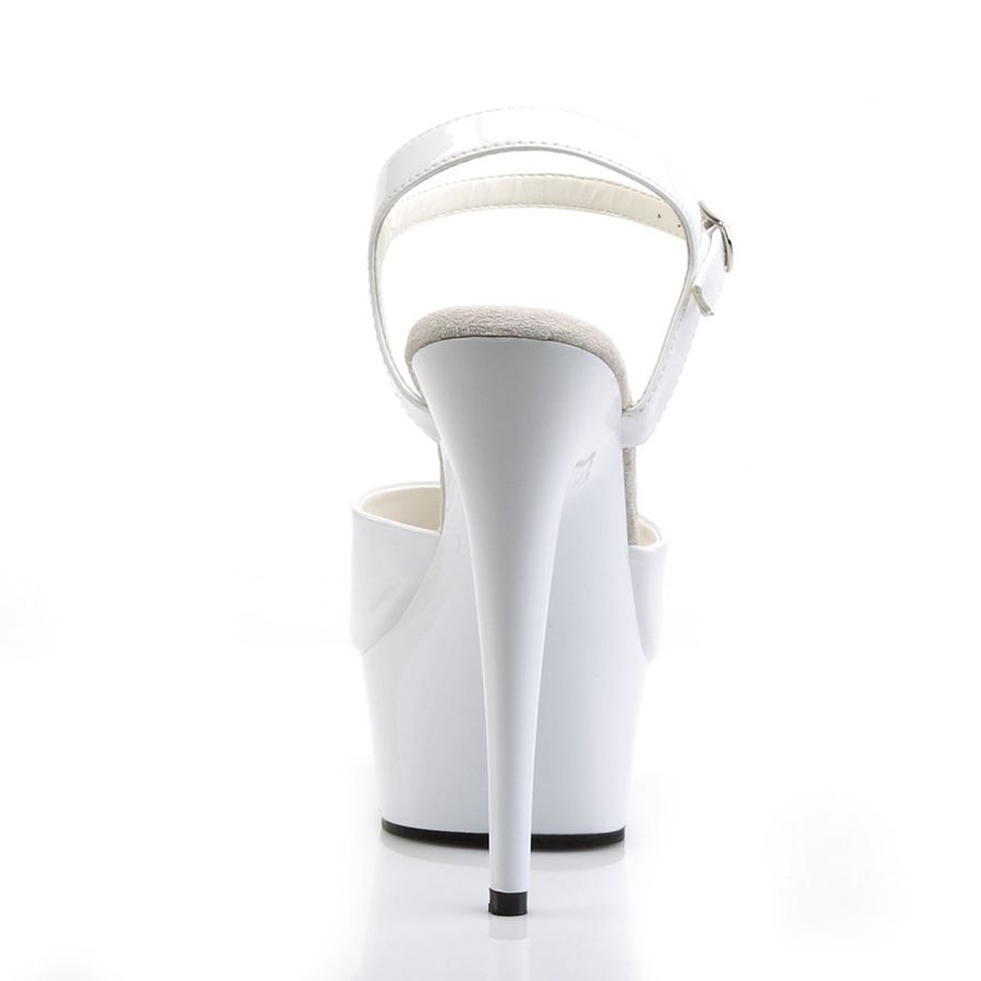 Women's Pleaser Delight-609 Ankle Strap Sandals White | 470JGTPEI