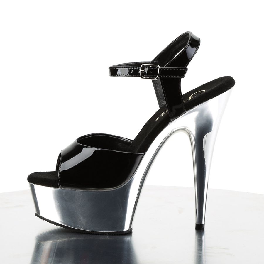 Women's Pleaser Delight-609 Ankle Strap Sandals Silver | 510DTEMQZ