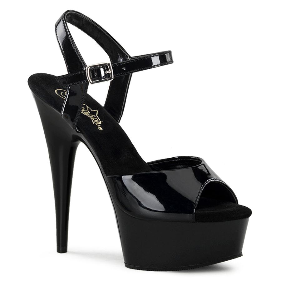 Women\'s Pleaser Delight-609 Ankle Strap Sandals Black | 748MFVHJQ