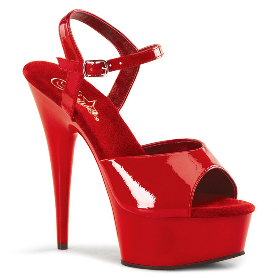 Women\'s Pleaser Delight-609 Ankle Strap Sandals Red | 764DBRWHP