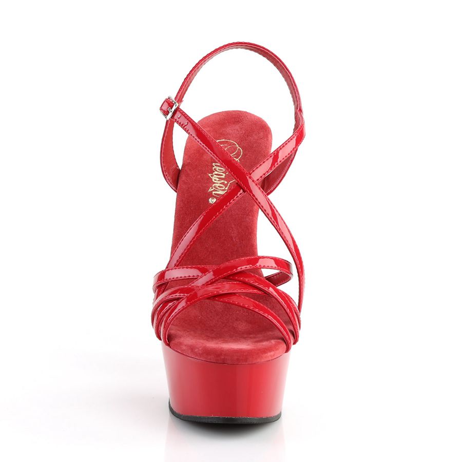 Women's Pleaser Delight-613 Ankle Strap Sandals Red | 285LXKRMT