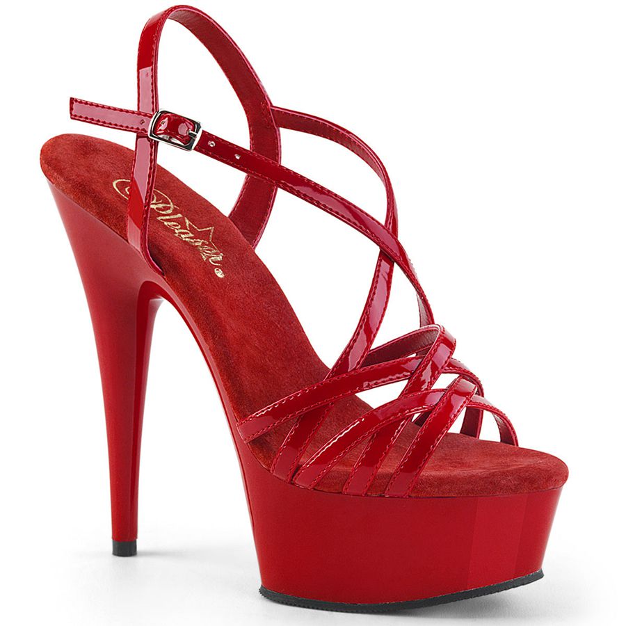 Women\'s Pleaser Delight-613 Ankle Strap Sandals Red | 285LXKRMT