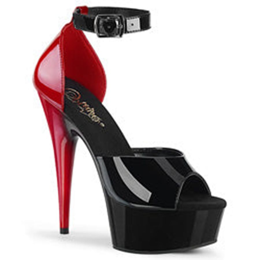 Women's Pleaser Delight-617 Heels Red Black | 374CYUZRL