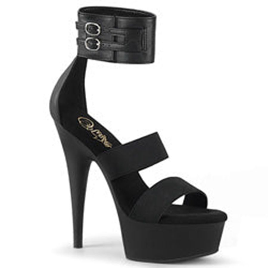 Women's Pleaser Delight-672 Ankle Strap Sandals Black | 708SGDRVH