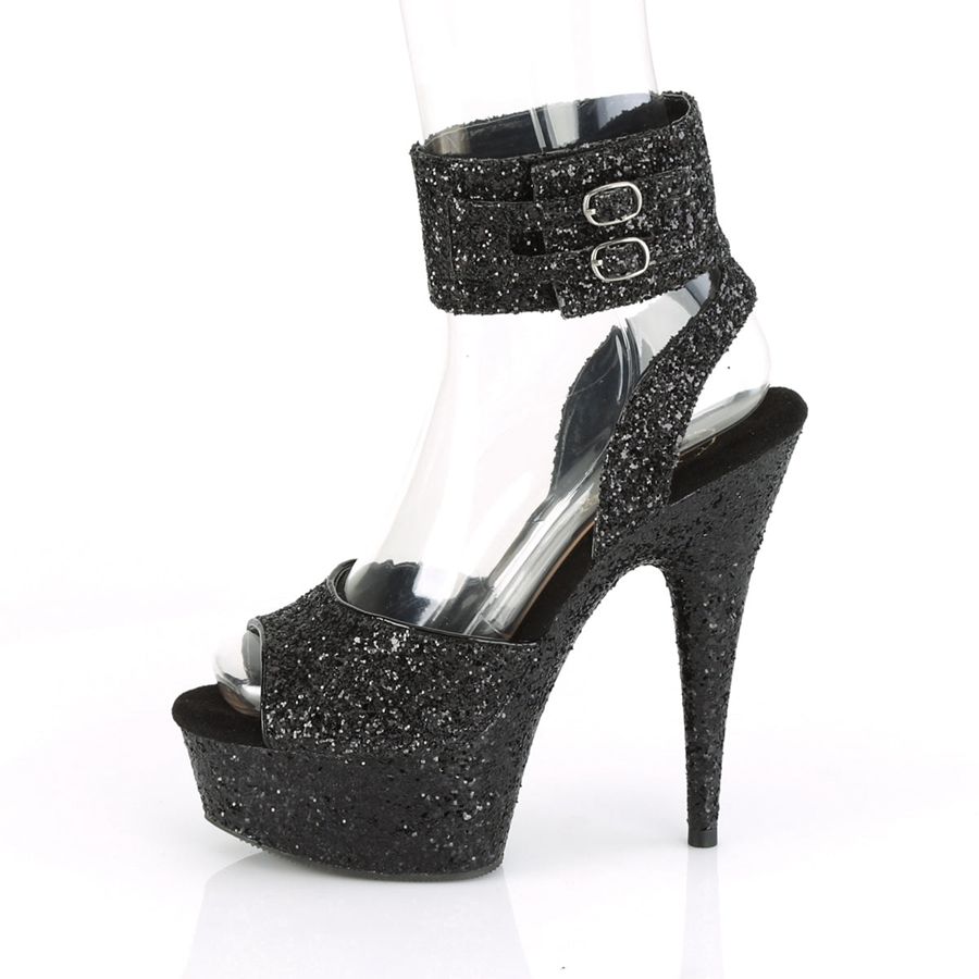 Women's Pleaser Delight-691LG Ankle Strap Sandals Black | 371EXOGWR