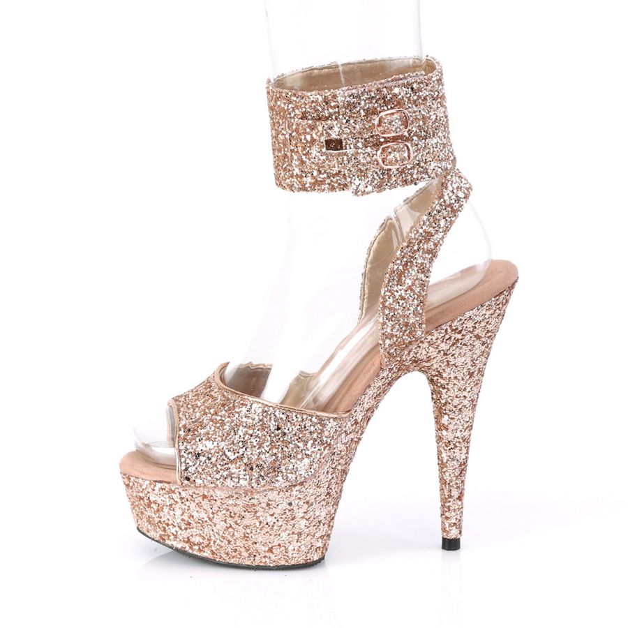 Women's Pleaser Delight-691LG Ankle Strap Sandals Rose Gold | 852ZGBYAF