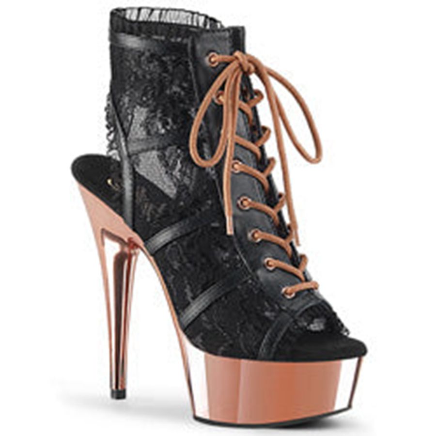 Women's Pleaser Delight-696LC Heels Black Rose Gold | 825RHFEOS