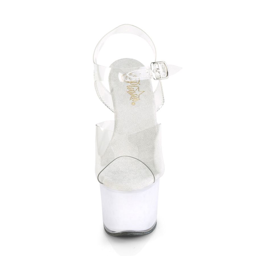 Women's Pleaser Echolite-708 Ankle Strap Sandals White | 124MVOHQK