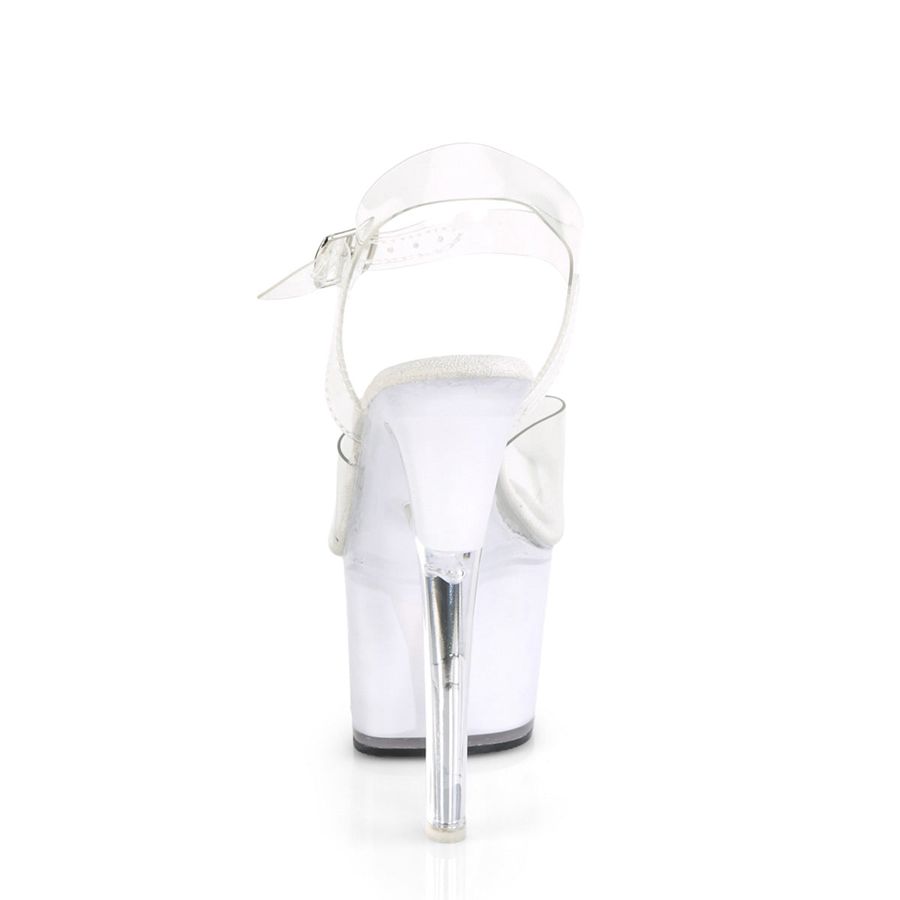 Women's Pleaser Echolite-708 Ankle Strap Sandals White | 124MVOHQK