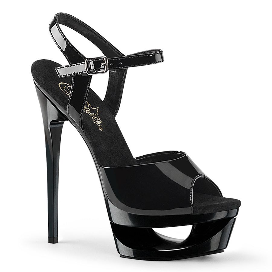 Women\'s Pleaser Eclipse-609 Ankle Strap Sandals Black | 914NLGADI