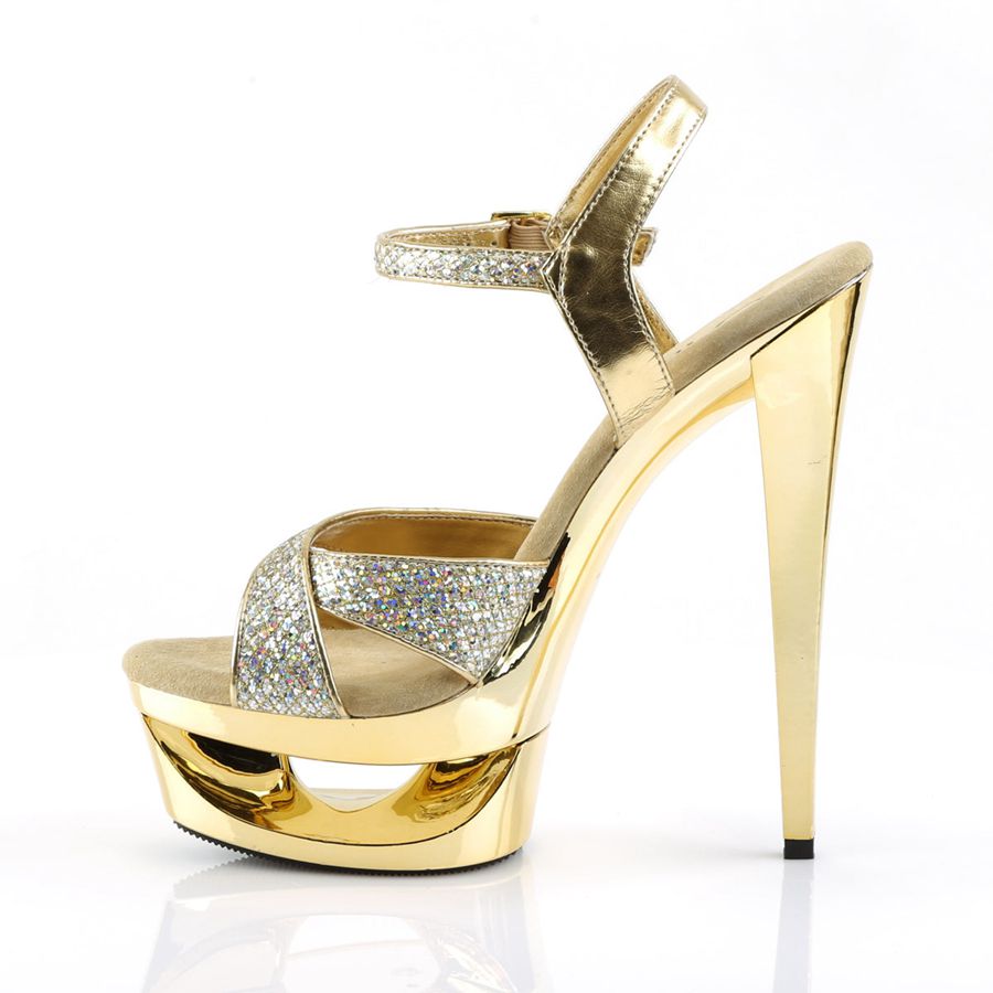 Women's Pleaser Eclipse-619G Ankle Strap Sandals Gold | 469ZGWAMS