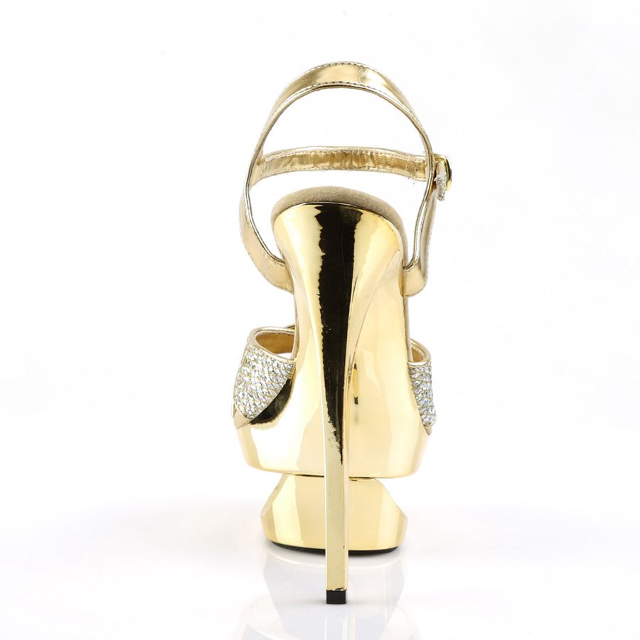 Women's Pleaser Eclipse-619G Ankle Strap Sandals Gold | 469ZGWAMS