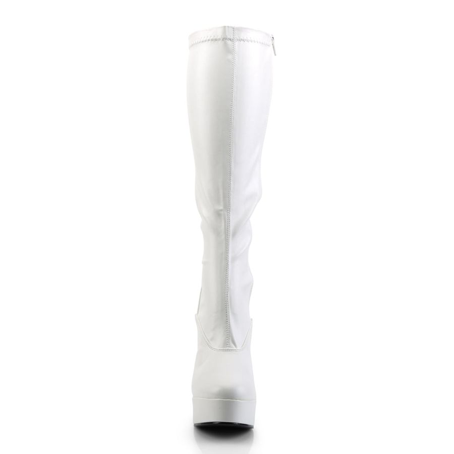 Women's Pleaser Electra-2000Z Knee High Boots White | 056YELHOZ