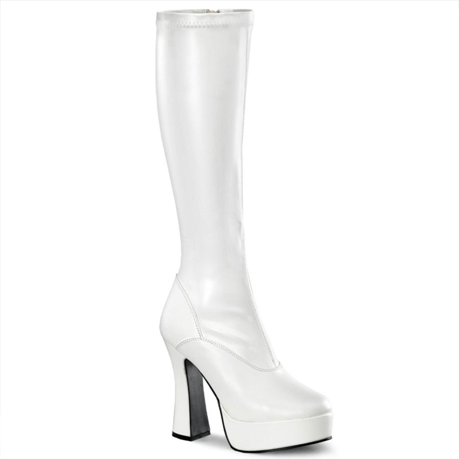 Women\'s Pleaser Electra-2000Z Knee High Boots White | 056YELHOZ