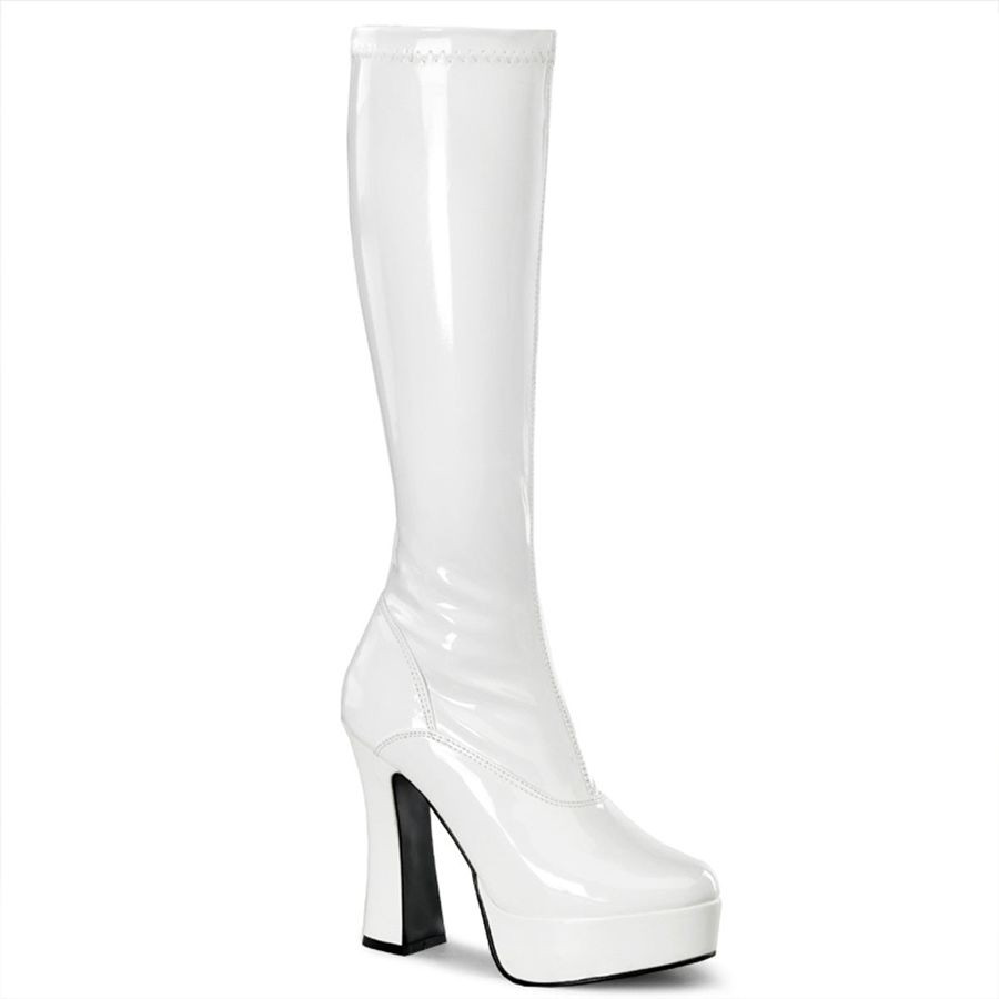 Women\'s Pleaser Electra-2000Z Knee High Boots White | 921GNDCSB