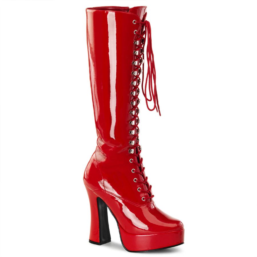 Women\'s Pleaser Electra-2020 Knee High Boots Red | 915VFBKXM