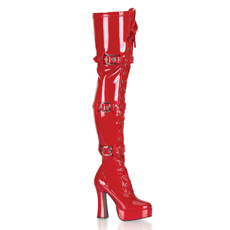 Women\'s Pleaser Electra-3028 Thigh High Boots Red | 941AUIPTR