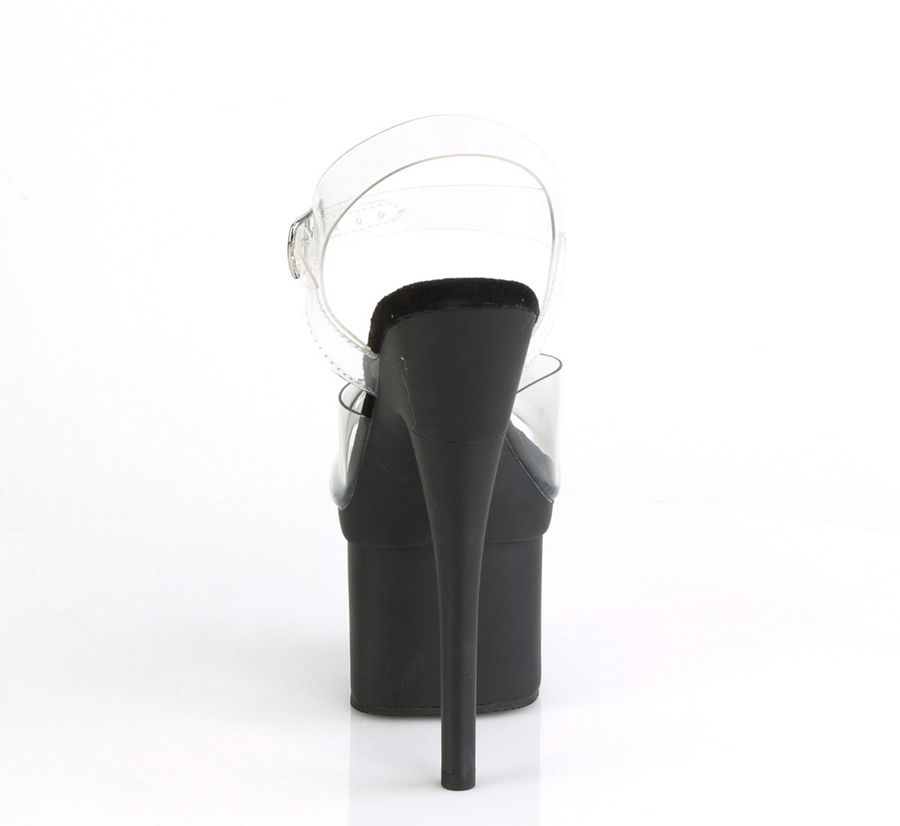 Women's Pleaser Esteem-708 Ankle Strap Sandals Black | 247RQISZB