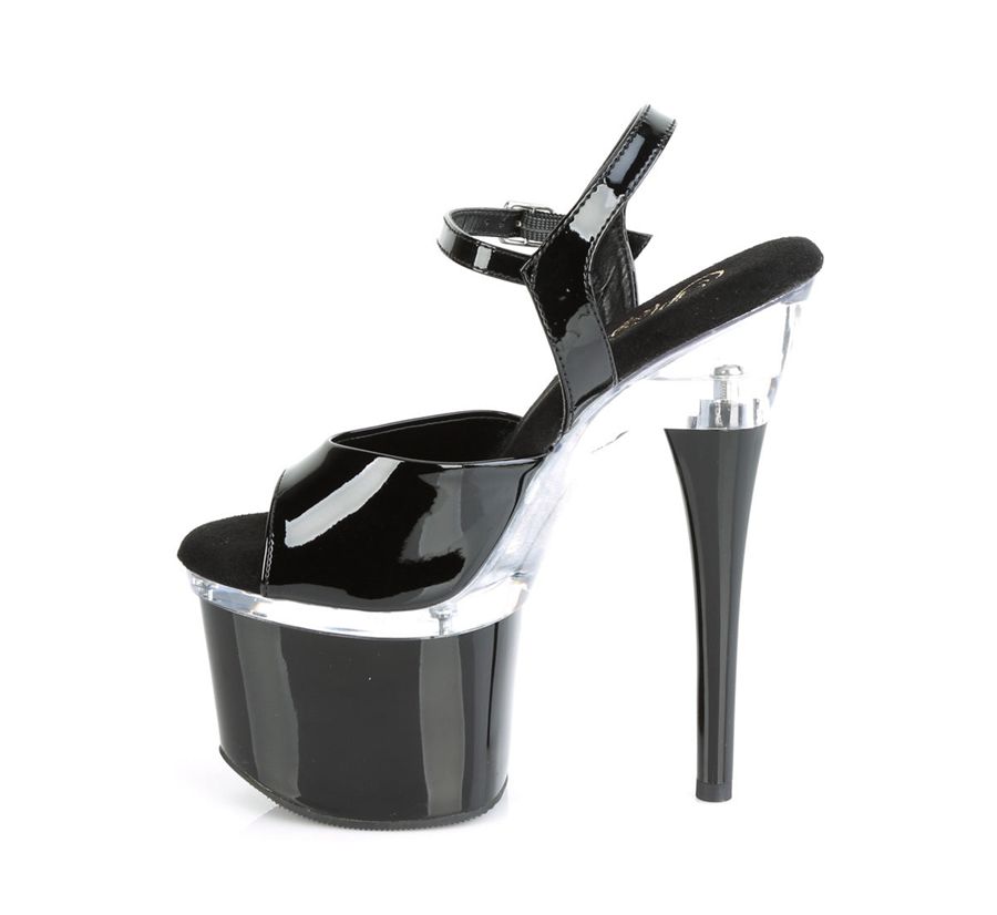 Women's Pleaser Esteem-709 Ankle Strap Sandals Black | 390TUWNVS