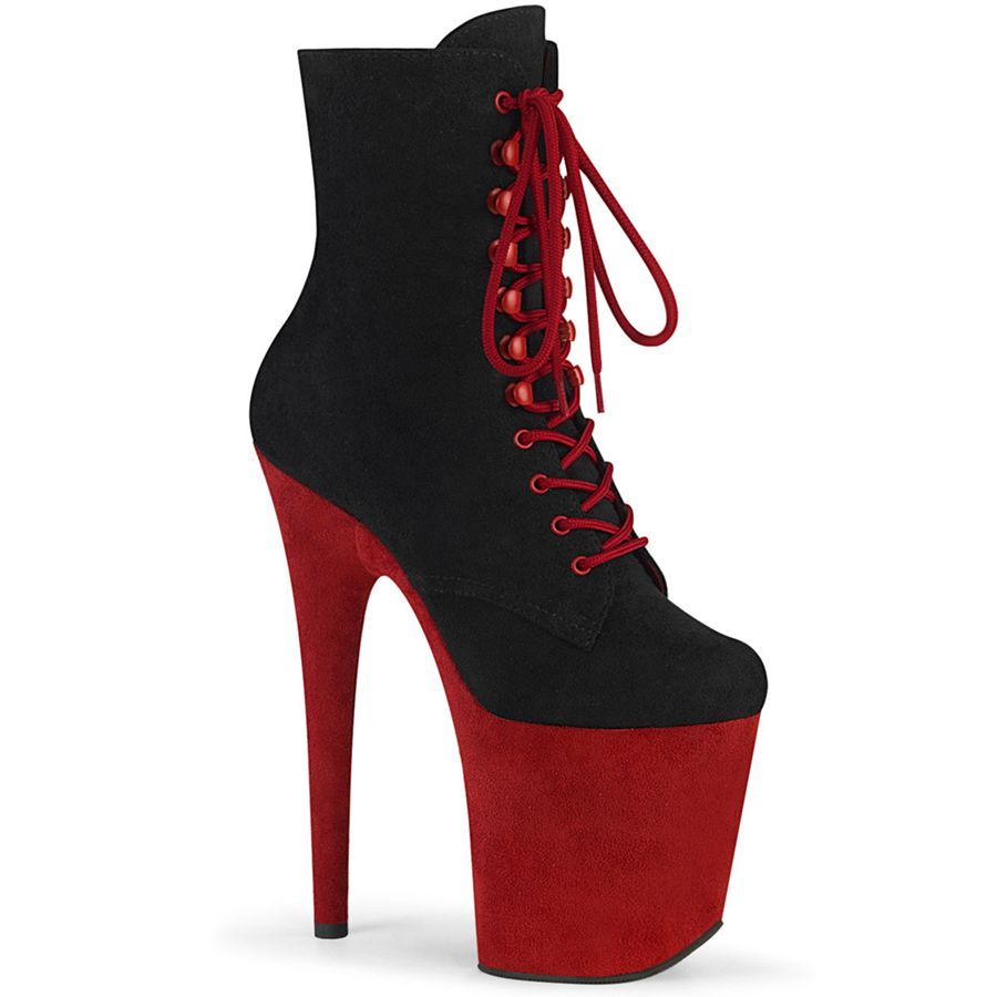 Women\'s Pleaser Flamingo-1020FSTT Ankle Boots Red Black | 624ZLQSPI