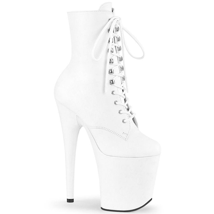 Women\'s Pleaser Flamingo-1020LWR Ankle Boots White | 734WMLTCB