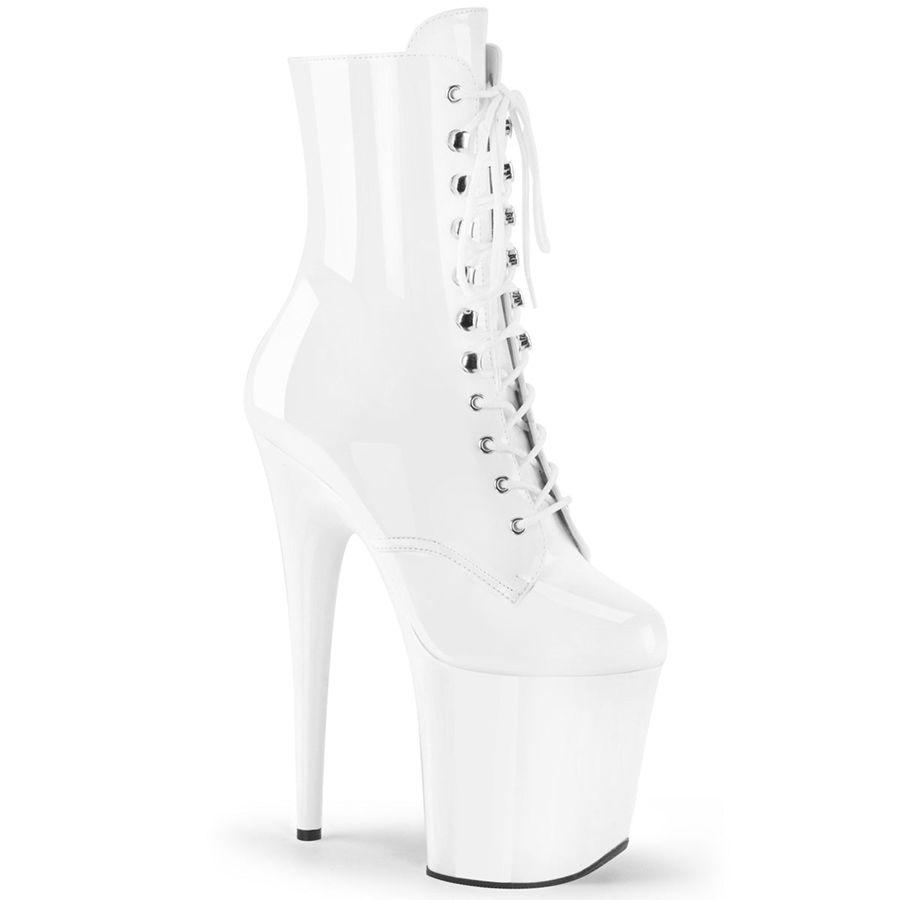 Women\'s Pleaser Flamingo-1020 Ankle Boots White | 345JKDXHL