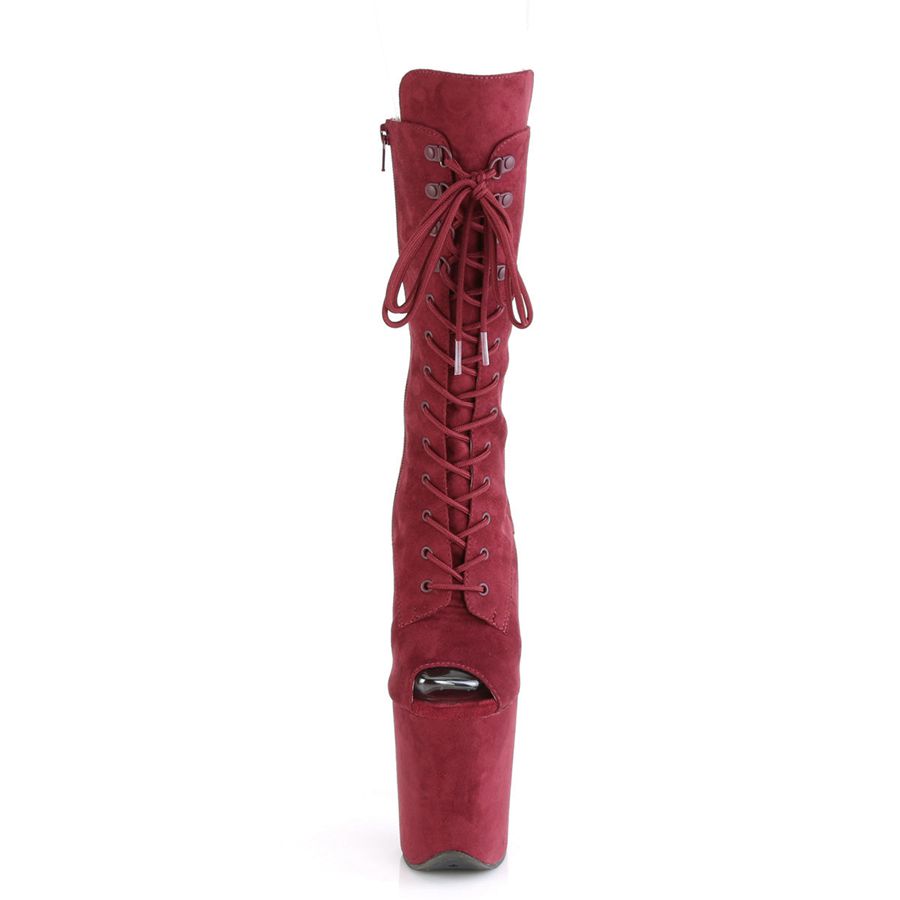 Women's Pleaser Flamingo-1051FS Mid-Calf Boots Burgundy | 241CAOMQU