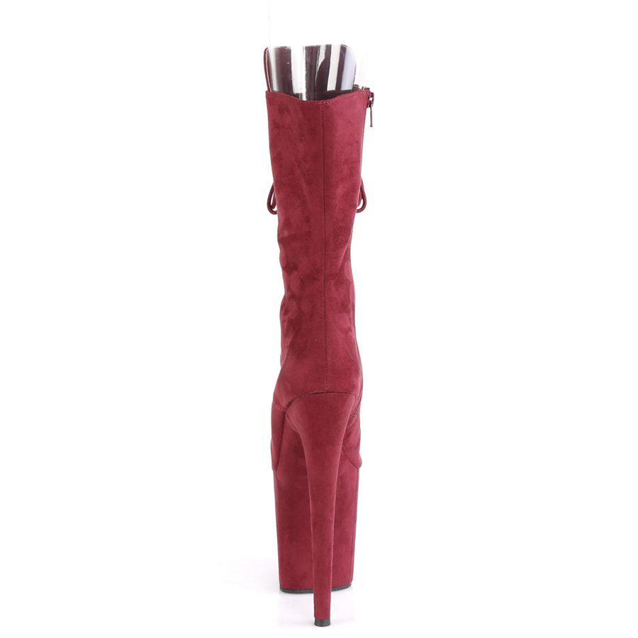 Women's Pleaser Flamingo-1051FS Mid-Calf Boots Burgundy | 241CAOMQU