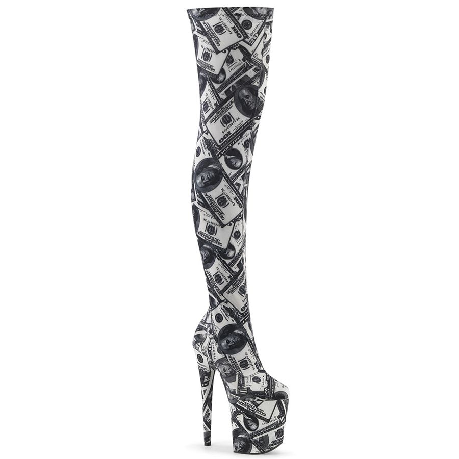 Women\'s Pleaser Flamingo-3000DP Thigh High Boots Grey | 540LWTMIF